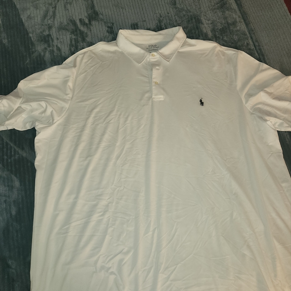 White polo performance shirt
